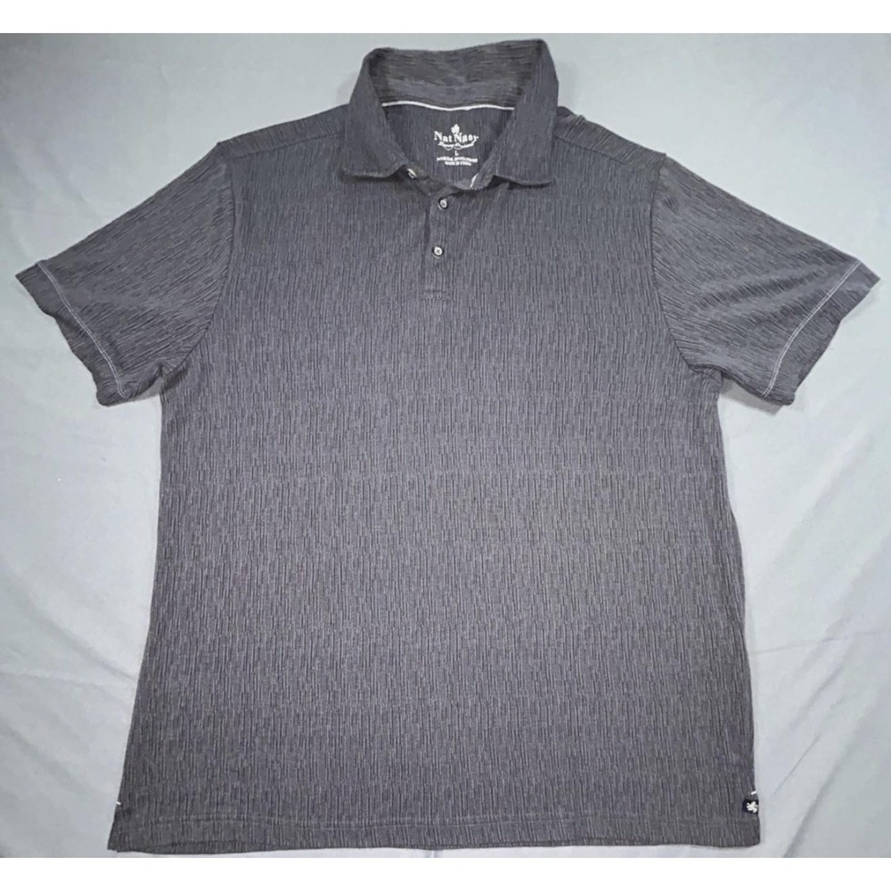 Nat Nast Luxury Originals Polo Shirt Mens Large Gray Striped Modal Blend Knit